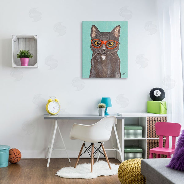 Stupell Industries Michelle Gilsey | Hipster Cat Red Glasses Wall Art
