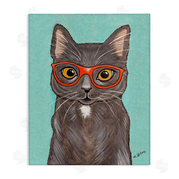 stupell industries Michelle Gilsey | Hipster Cat Red Glasses Wall Art