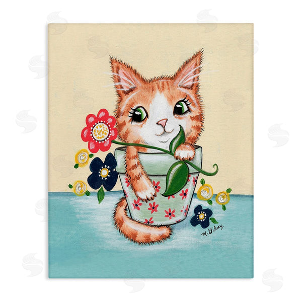 stupell industries Michelle Gilsey | Kitten in Flower Pot Wall Art