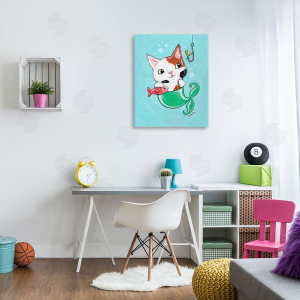 Stupell Industries Michelle Gilsey | Mermaid Cat With Fish Wall Art