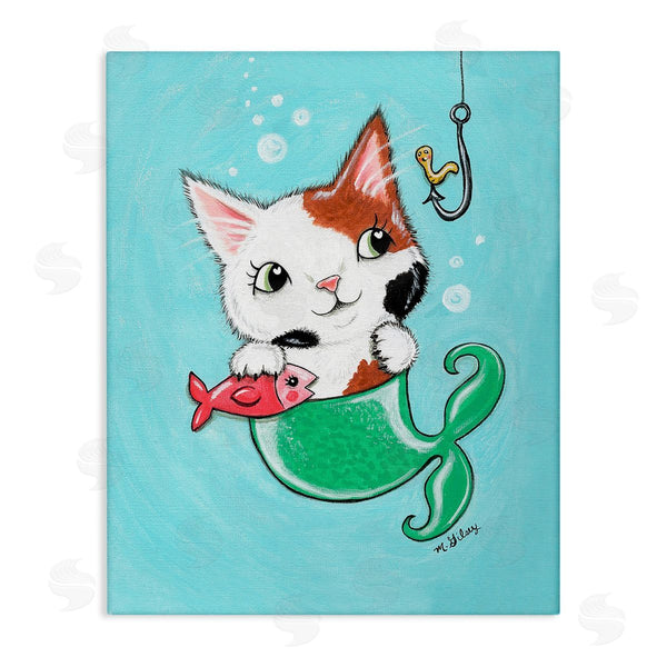 stupell industries Michelle Gilsey | Mermaid Cat with Fish Wall Art