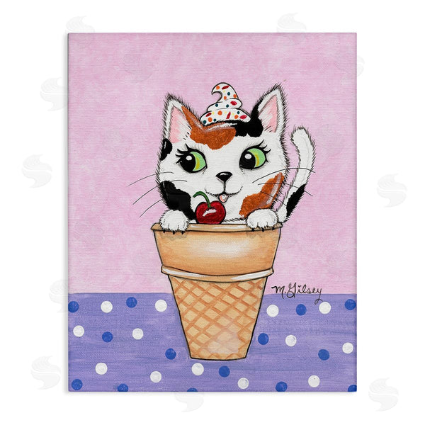 stupell industries Michelle Gilsey | Polka Dot Cat Sundae Wall Art