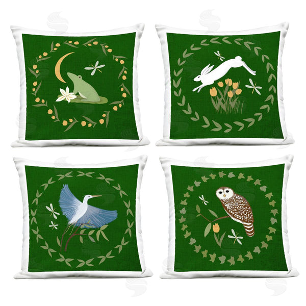 Stupell Industries Michelle Ingari Designs | Animals With Circular Wreaths Printed Throw Pillow Set