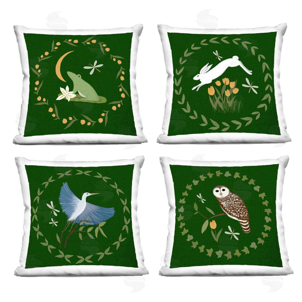 stupell industries Michelle Ingari Designs | Animals with Circular Wreaths Printed Throw Pillow Set