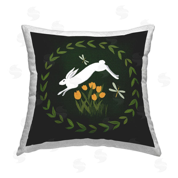 Stupell Industries Michelle Ingari Designs | Bunny Hopping In Wreath Printed Throw Pillow