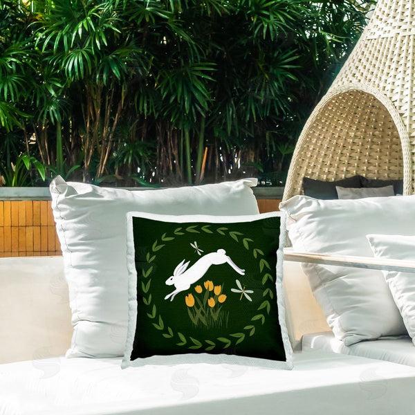 Stupell Industries Michelle Ingari Designs | Bunny Hopping In Wreath Printed Throw Pillow