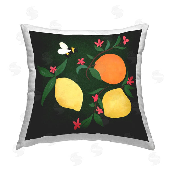 stupell industries Michelle Ingari Designs | Citrus & Bumble Bee Printed Throw Pillow