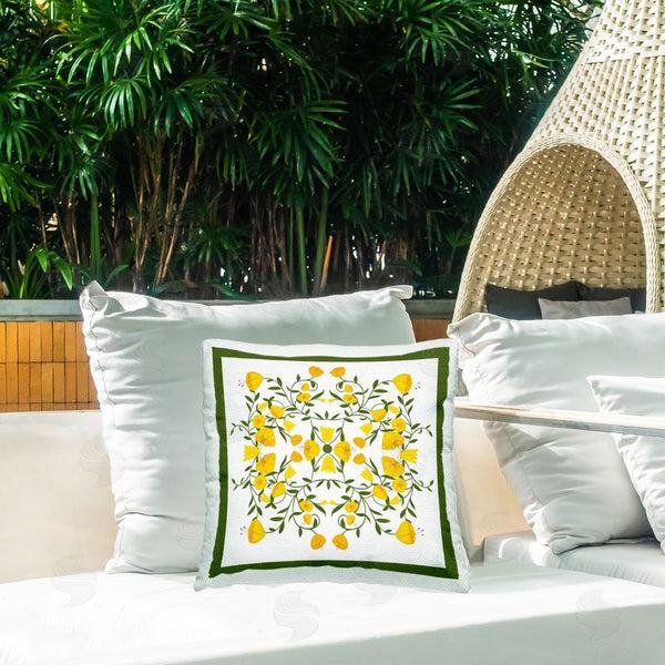 Stupell Industries Michelle Ingari Designs | Golden Blooms Symmetry Printed Throw Pillow