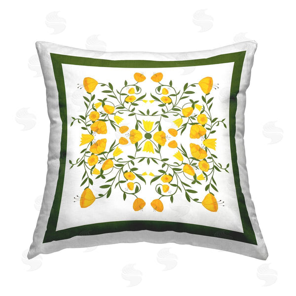 stupell industries Michelle Ingari Designs | Golden Blooms Symmetry Printed Throw Pillow