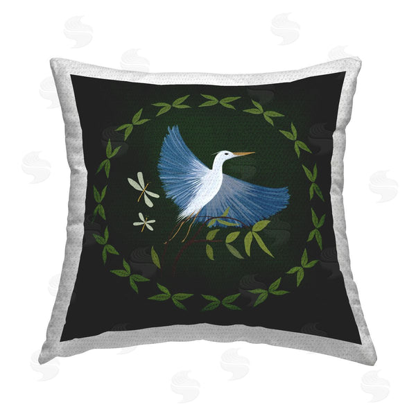 Stupell Industries Michelle Ingari Designs | Heron & Dragonflies Wreath Printed Throw Pillow
