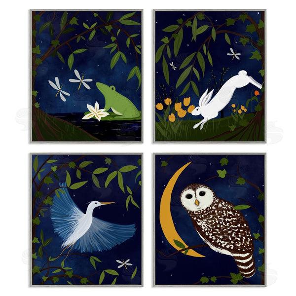 Stupell Industries Michelle Ingari Designs | Nighttime Pond Animals Wall Art
