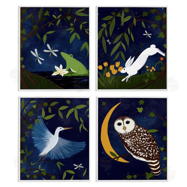 Stupell Industries Michelle Ingari Designs | Nighttime Pond Animals Wall Art