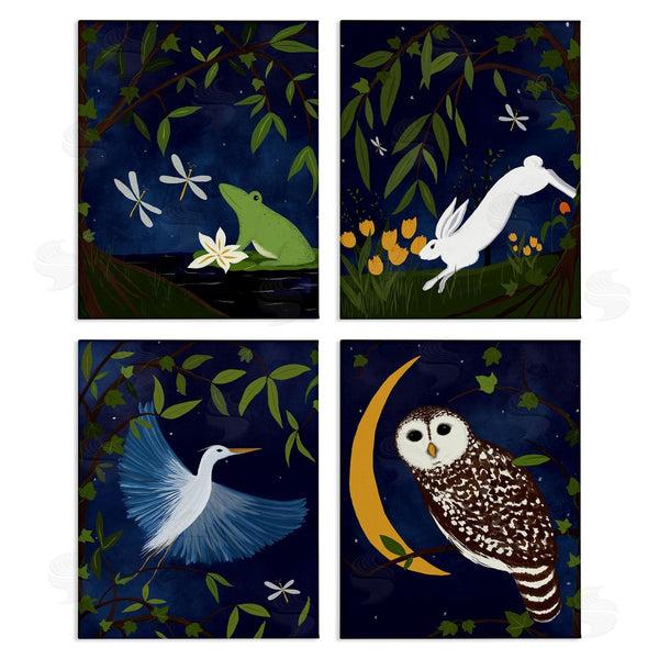 stupell industries Michelle Ingari Designs | Nighttime Pond Animals Wall Art