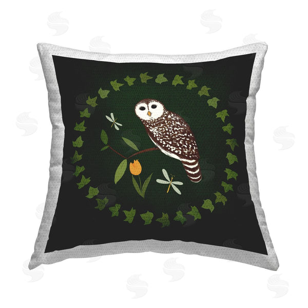 Stupell Industries Michelle Ingari Designs | Owl & Tulip Wreath Printed Throw Pillow