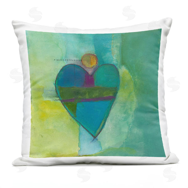 Stupell Industries Michelle Oppenheimer | Green Abstract Heart Shape Printed Throw Pillow