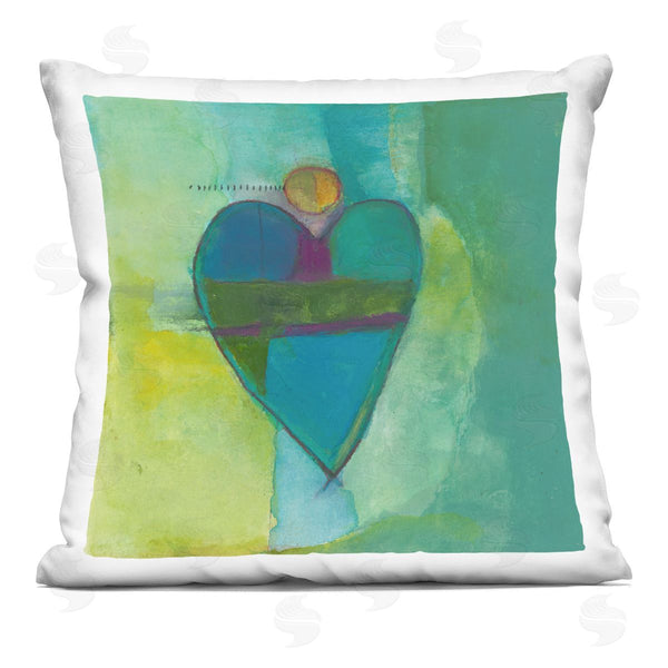 stupell industries Michelle Oppenheimer | Green Abstract Heart Shape Printed Throw Pillow
