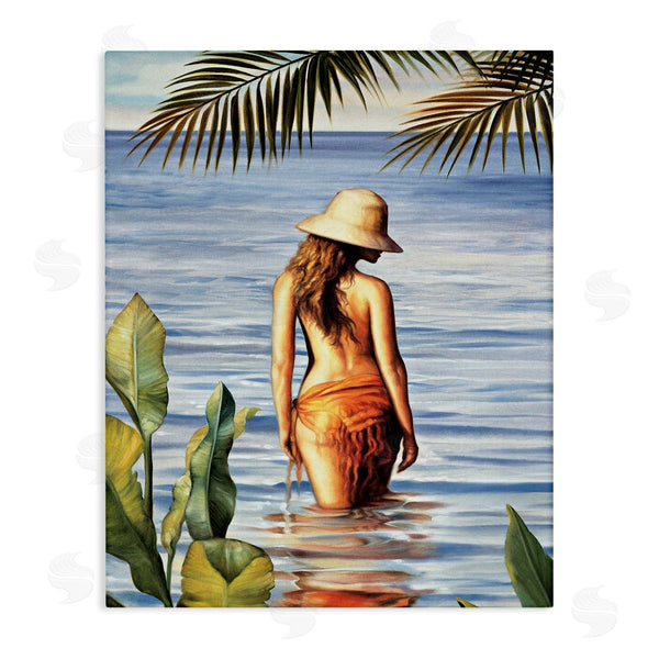 stupell industries Migdalia Arellano | Woman Wading Beach Wall Art