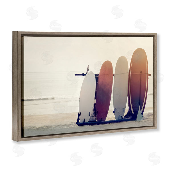Stupell Industries Mike Calascibetta | Beach Surfboards Leaning