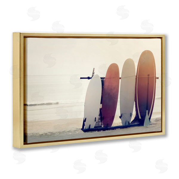 Stupell Industries Mike Calascibetta | Beach Surfboards Leaning