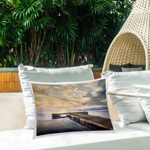 Stupell Industries Mike Calascibetta | Lazy Morning Lake Dock Printed Throw Pillow