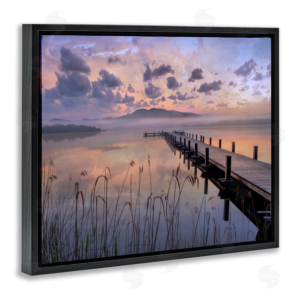 Stupell Industries Mike Calascibetta | Misty Lake Dock Landscape Summer Sunset Tall Grass Wall Art