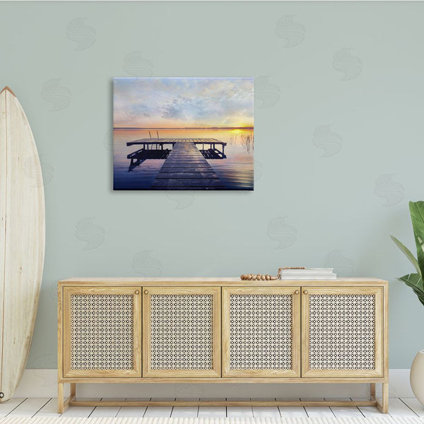 Stupell Industries Mike Calascibetta | Tranquil Lake Dock Sunset Nautical Summer Sanctuary Wall Art