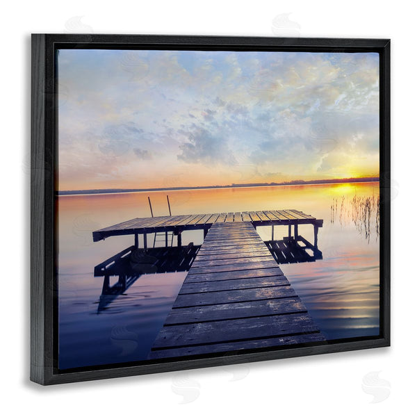 Stupell Industries Mike Calascibetta | Tranquil Lake Dock Sunset Nautical Summer Sanctuary Wall Art