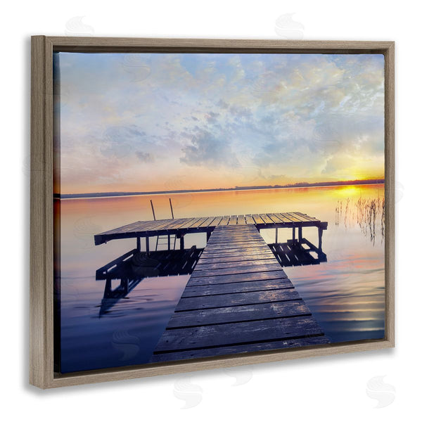 Stupell Industries Mike Calascibetta | Tranquil Lake Dock Sunset Nautical Summer Sanctuary Wall Art