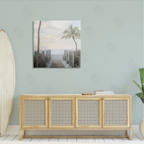 Stupell Industries Mike Calascibetta | Tropical Palm Tree Boardwalk Summer Beach Landscape Wall Art