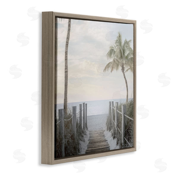 Stupell Industries Mike Calascibetta | Tropical Palm Tree Boardwalk Summer Beach Landscape Wall Art