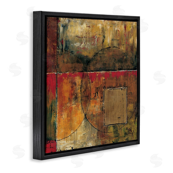 Stupell Industries Mike Klung | Abstract Shapes And Lines Composition Red Brown Painting Wall Art