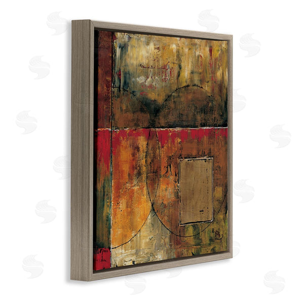 Stupell Industries Mike Klung | Abstract Shapes And Lines Composition Red Brown Painting Wall Art