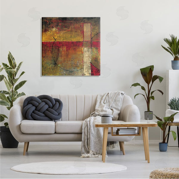 Stupell Industries Mike Klung | Warm Tone Abstract Shape Composition Red Brown Painting Wall Art