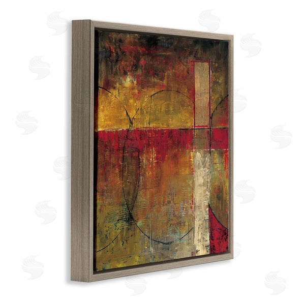 Stupell Industries Mike Klung | Warm Tone Abstract Shape Composition Red Brown Painting Wall Art