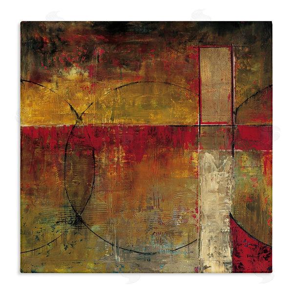 stupell industries Mike Klung | Warm Tone Abstract Shape Composition Red Brown Painting Wall Art