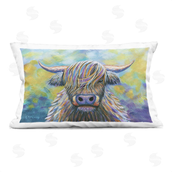 stupell industries Mike McClery | Highland Cow with Vibrant Hair Printed Throw Pillow