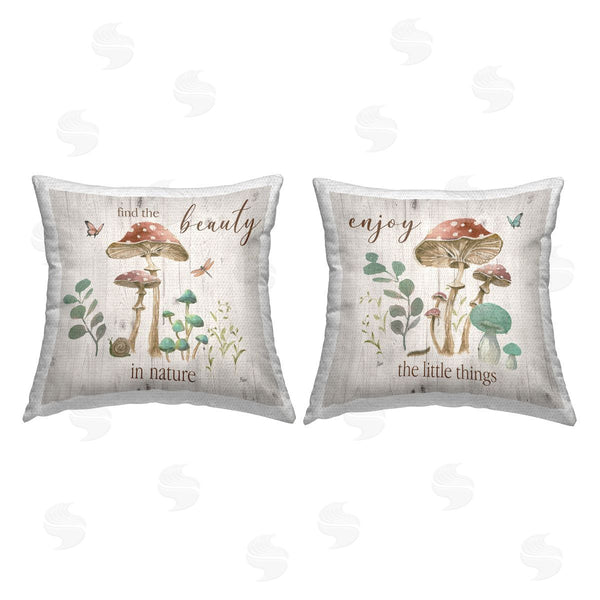 Stupell Industries Mike Schick | Enjoy Beauty Mushroom Printed Throw Pillow Set