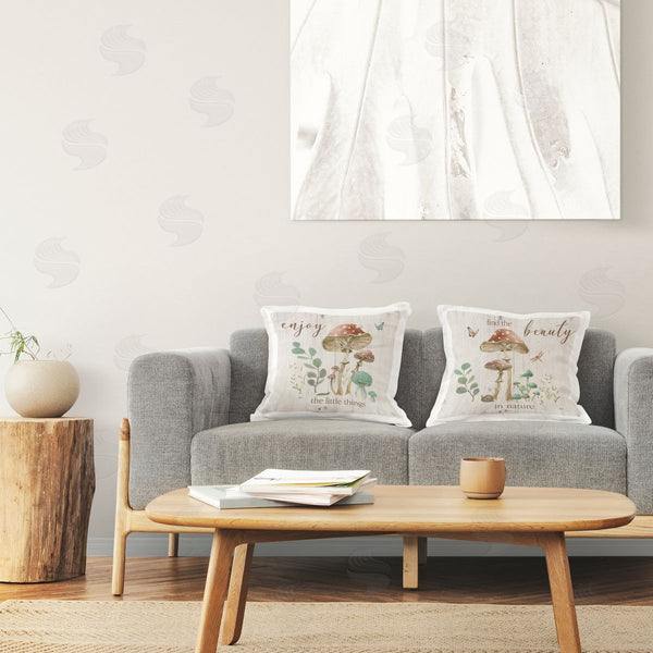 stupell industries Mike Schick | Enjoy Beauty Mushroom Printed Throw Pillow Set