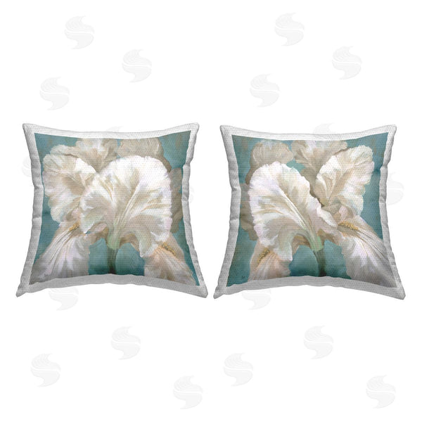 Stupell Industries Mike Schick | White Iris Flower Printed Throw Pillow Set