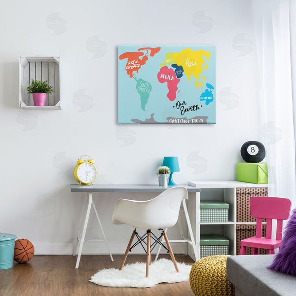 Stupell Industries Milli Villa | Abstract Our Earth World Map Bold Shape Regions Wall Art