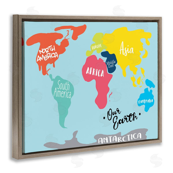 Stupell Industries Milli Villa | Abstract Our Earth World Map Bold Shape Regions Wall Art