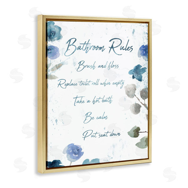 Stupell Industries Milli Villa | Bathroom Rules Flower