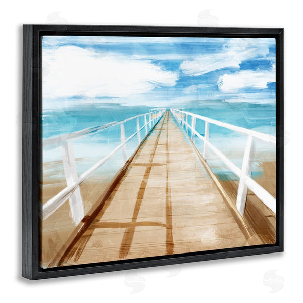 Stupell Industries Milli Villa | Docks Out To Ocean Horizon Contemporary Beach Scene Wall Art