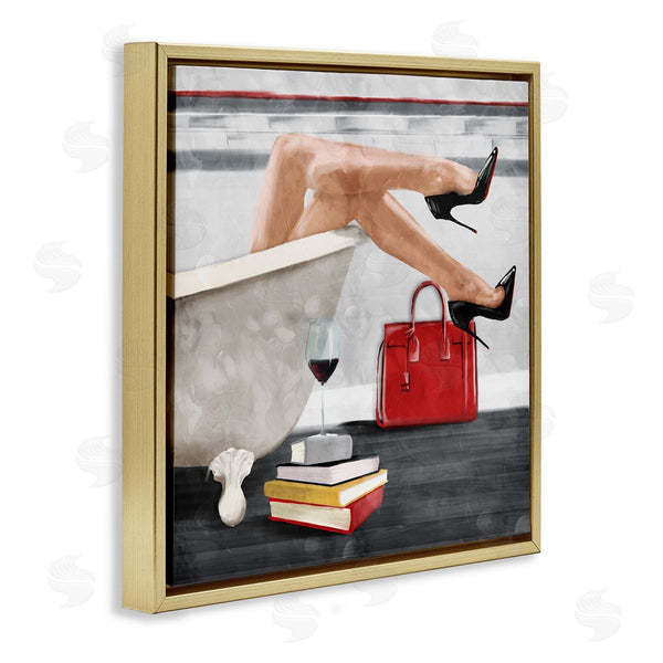 Stupell Industries Milli Villa | Female In Bath With Wine