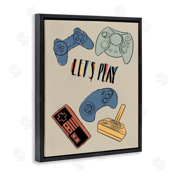 Stupell Industries Milli Villa | Let's Play Phrase Vintage Video Game Controllers Wall Art