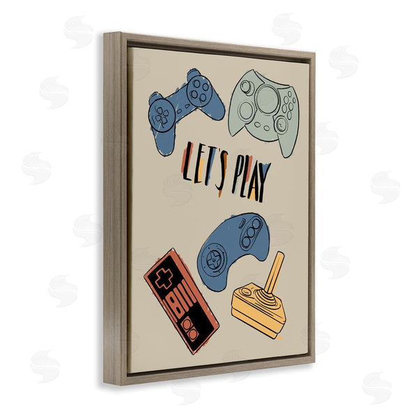 Stupell Industries Milli Villa | Let's Play Phrase Vintage Video Game Controllers Wall Art