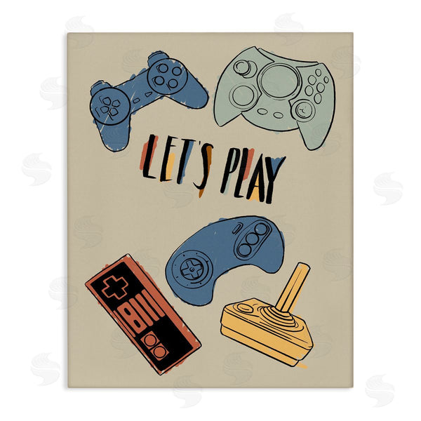 stupell industries Milli Villa | Let's Play Phrase Vintage Video Game Controllers Wall Art