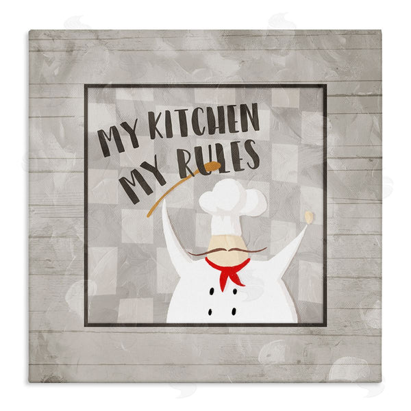 stupell industries Milli Villa | My Kitchen My Rules Phrase French Mustache Chef Wall Art