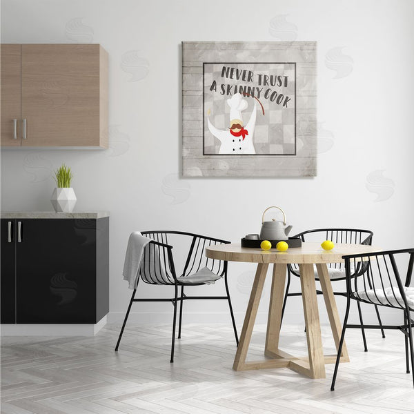Stupell Industries Milli Villa | Never Trust Skinny Cook Phrase French Mustache Chef Wall Art