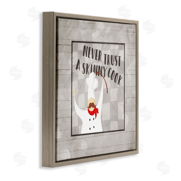Stupell Industries Milli Villa | Never Trust Skinny Cook Phrase French Mustache Chef Wall Art